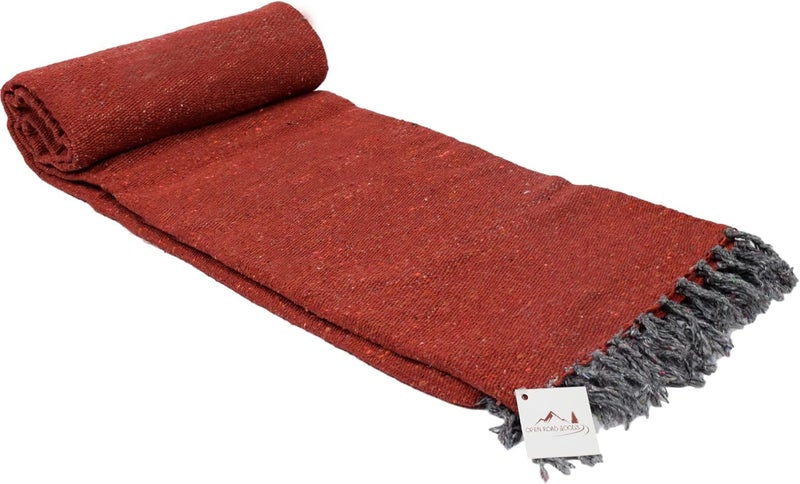 Open Road Goods Solid Color Mexican Yoga Blanket – Large Handwoven Throw for Yoga, Beach, Camping or Home – Soft and Durable Cotton Blend - Image 1